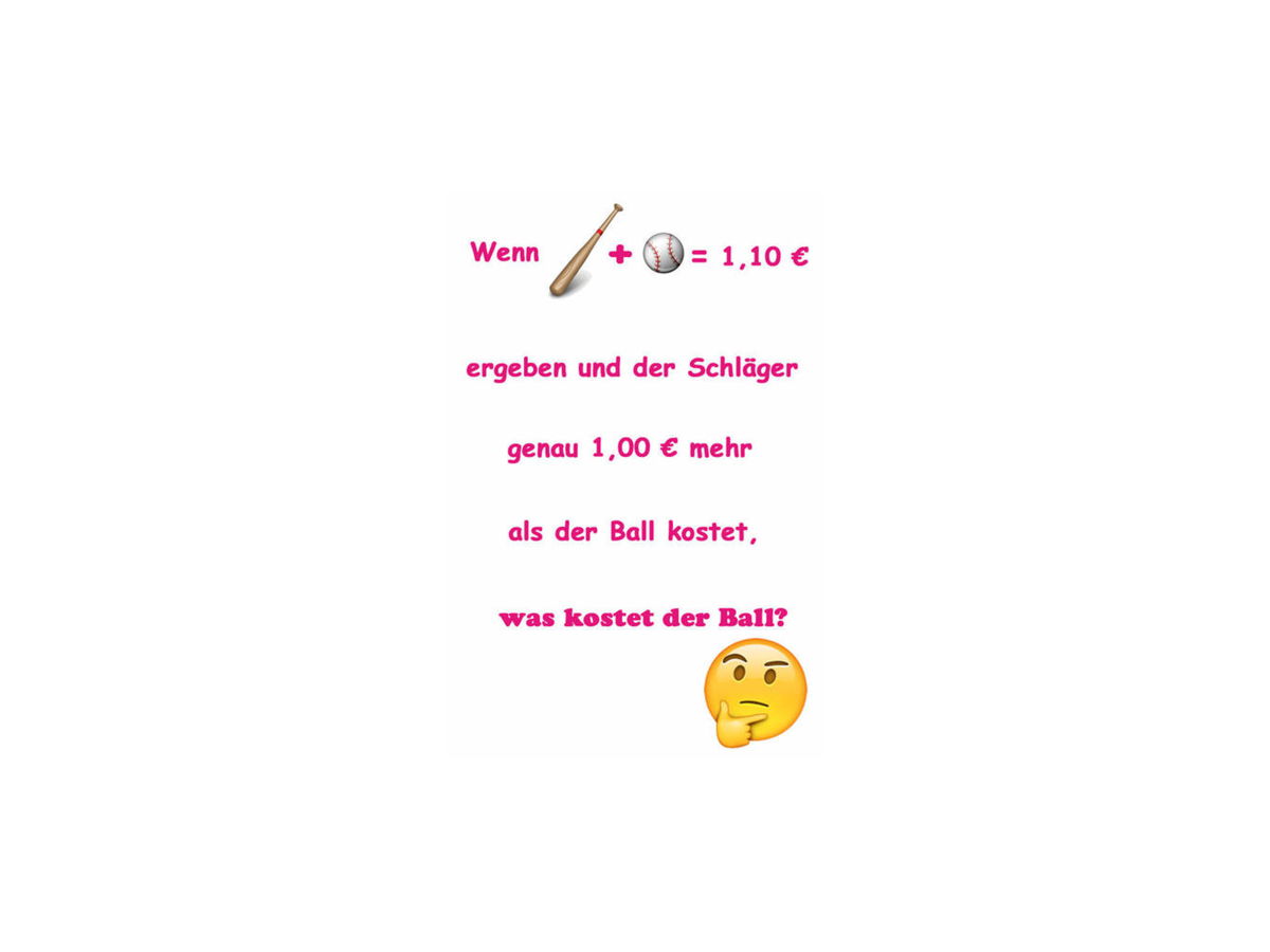 Das berühmte Schläger-Ball-Rätsel - Wie lautet die Lösung?