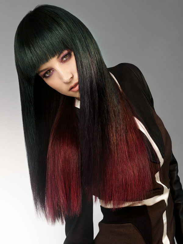 Ombré Hair in Schwarz & Rot