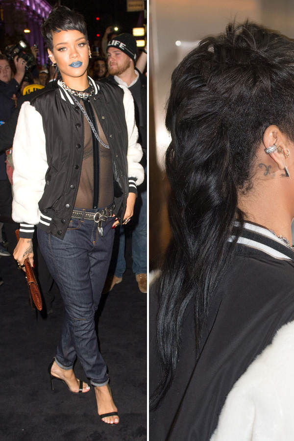 Rihanna mit Vokuhila-Frisur