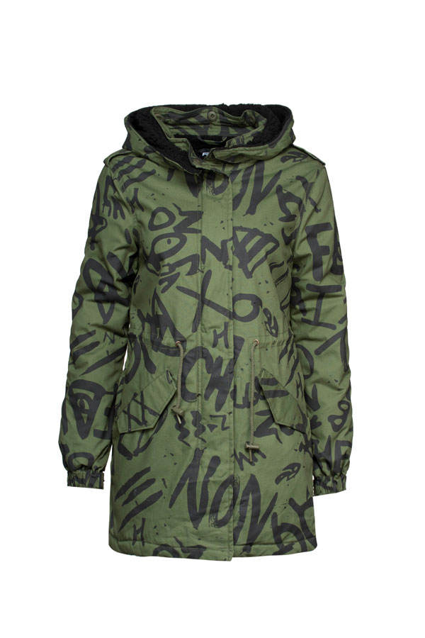 Parka mit Print von New Yorker