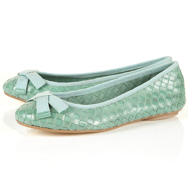 Mint-farbene Flecht-Ballerinas von Topshop