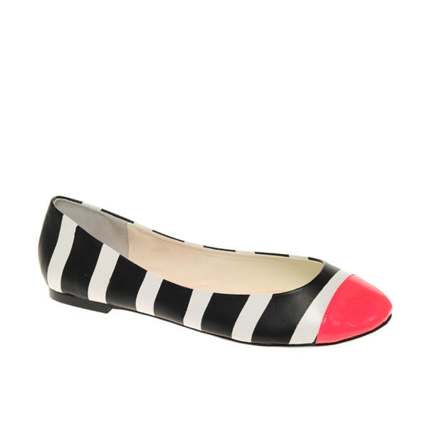 Gestreifte Ballerinas mit pinker Spitze von Asos