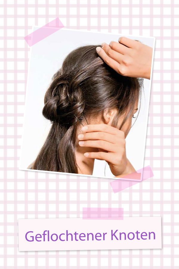 Geflochtener Knoten für lange Haare