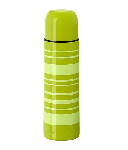 Grüne Thermoskanne mit Streifen