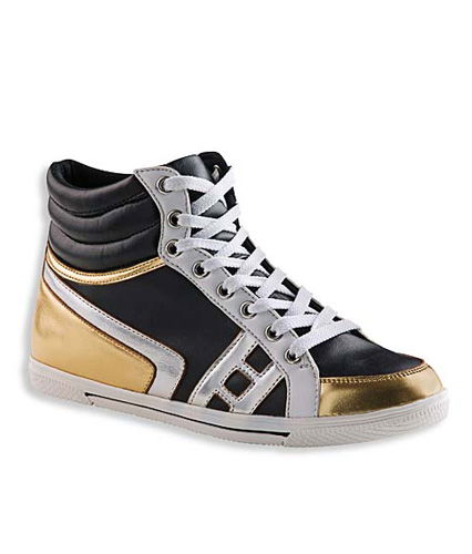 Lack-Turnschuh in gold und silber von Clockhouse