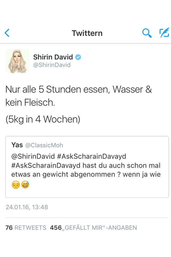Shirin David gibt Diät-Tipps
