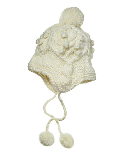 Wollweiße Grobstrick-Mütze