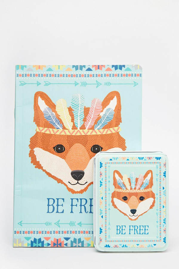 Notizbuch & Dose mit Fuchs von Tribal Adventure