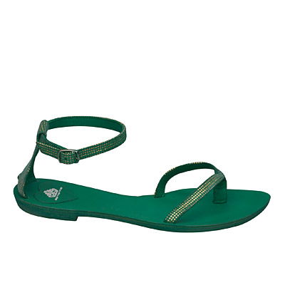 Grüne Sandalen mit Strasssteinchen