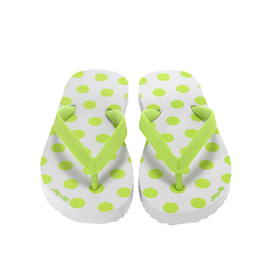 Flip Flops mit grellgrünen Punkten
