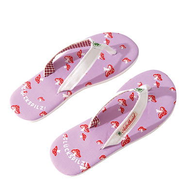 Rosa Flip Flops mit Fliegenpilzen