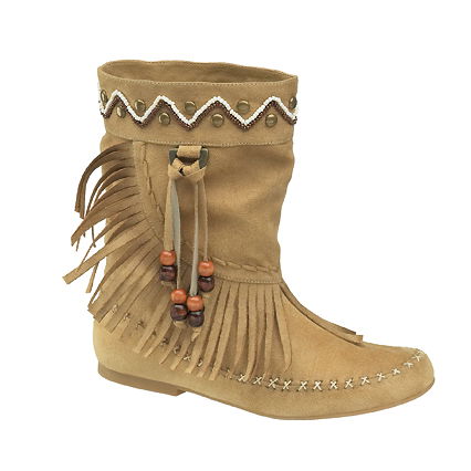 Beige Fransen-Boots