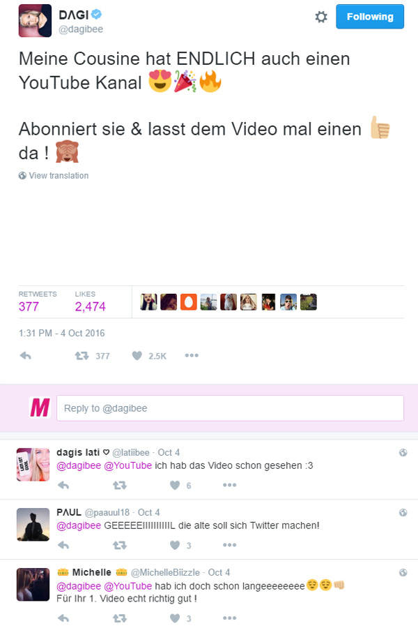 Dagis Cousine hat nun einen YouTube-Kanal