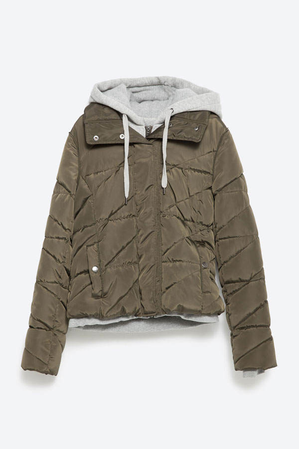 Grüne Jacke mit Jersey-Futter von Zara