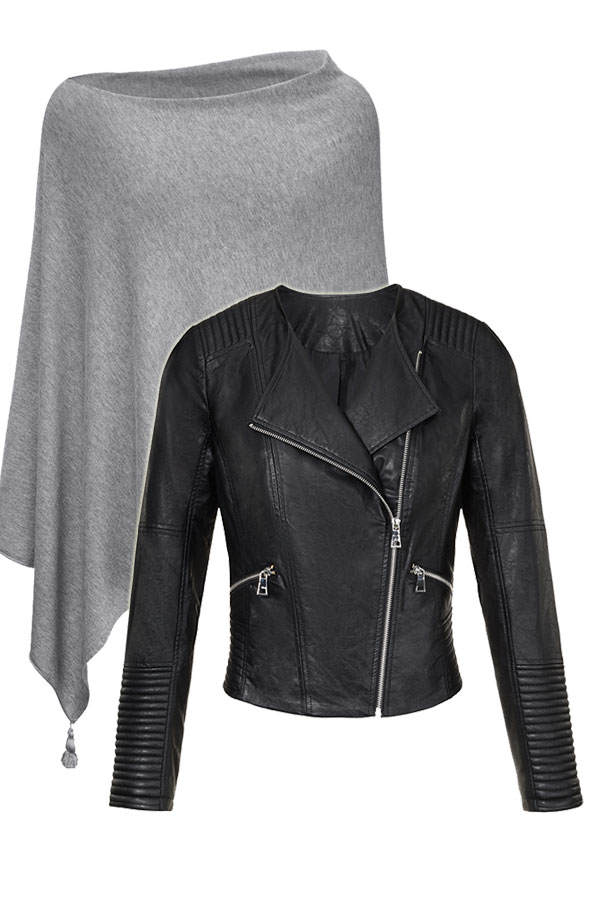 Lederjacke und Poncho von Orsay
