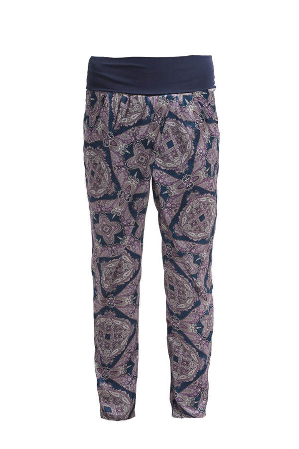Lila Gemusterte Stoffhose