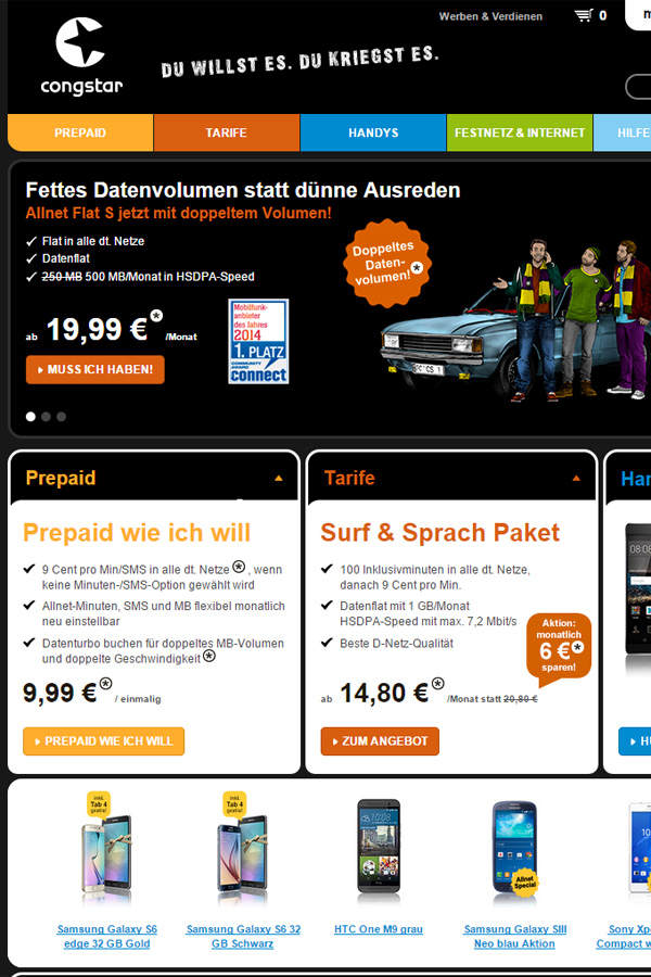 Congstar Prepaid Smart-Tarife