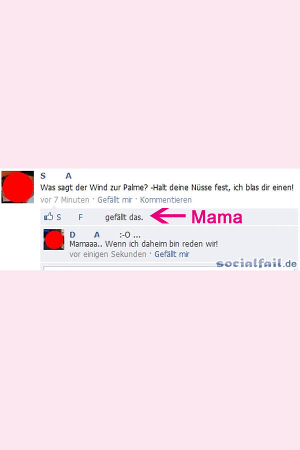 Mamas „Gefällt mir“-Angaben