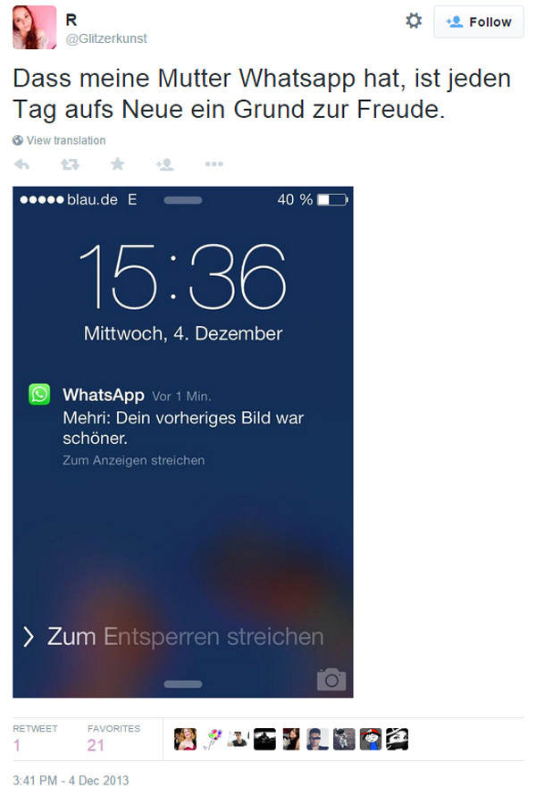 Mama kommentiert selbst dein Profilbild