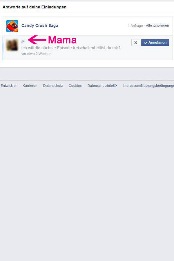 Mama und Facebook-Spiele