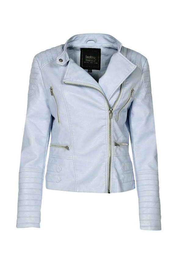 Hellblaue Lederjacke von Boohoo.com
