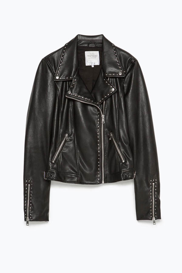 Schwarze Bikerjacke mit Nieten von Zara