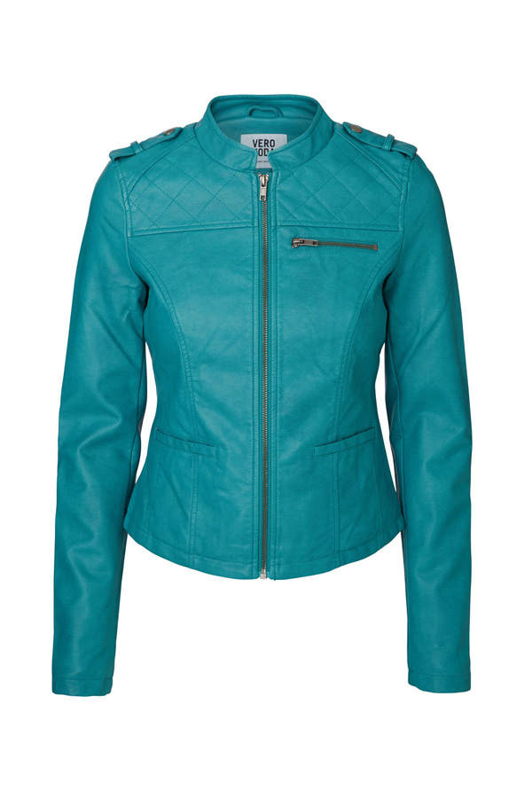Lederjacke in Dunkeltürkis von Vero Moda