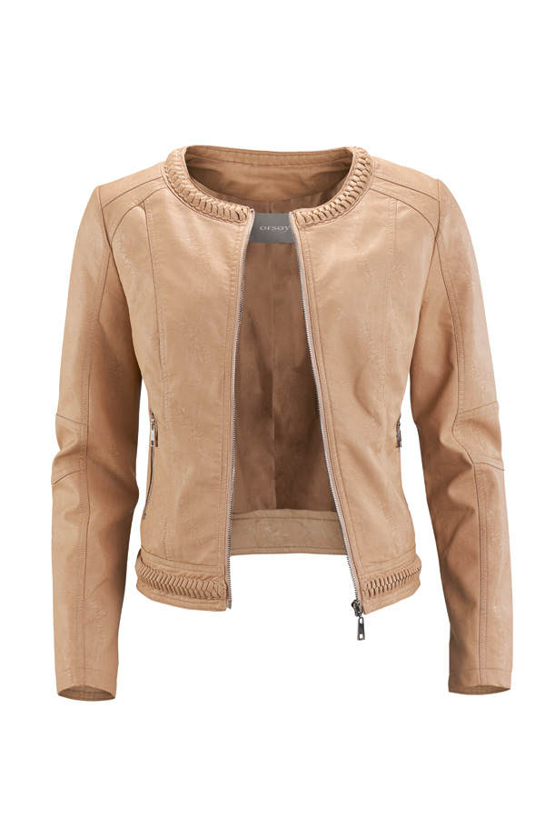 Lederjacke mit Flecht-Verzierungen