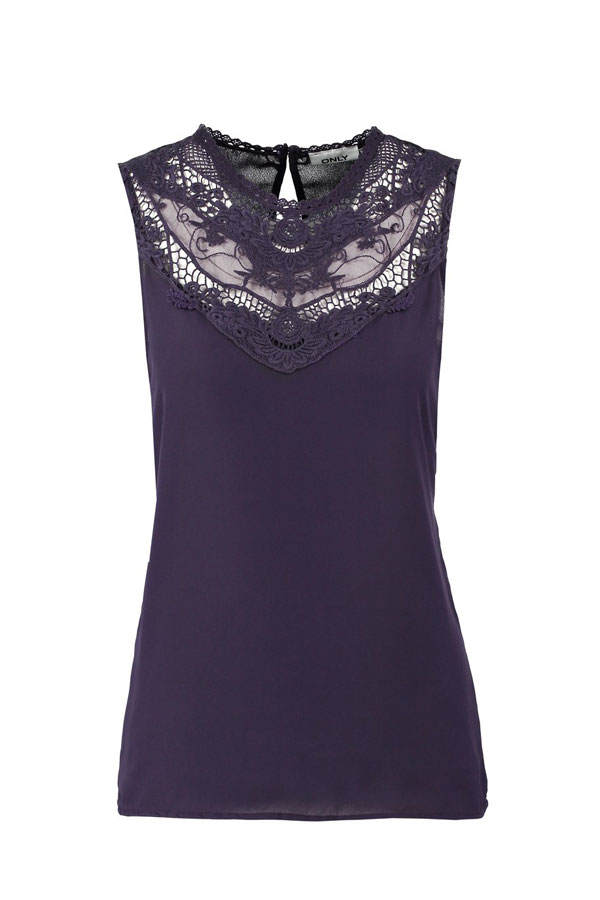Lila Top mit Spitze von Only