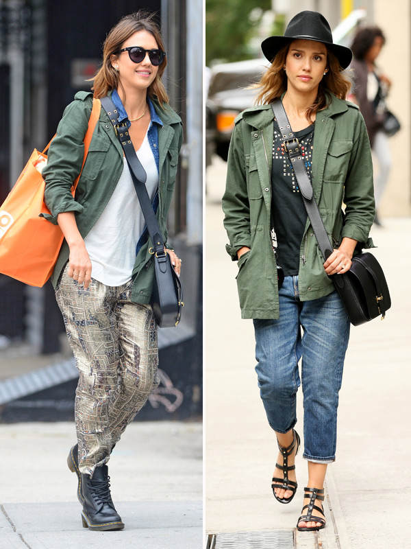 Jessica Alba: Khaki-Jacke
