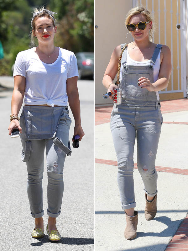 Hilary Duff: Graue Latzhose