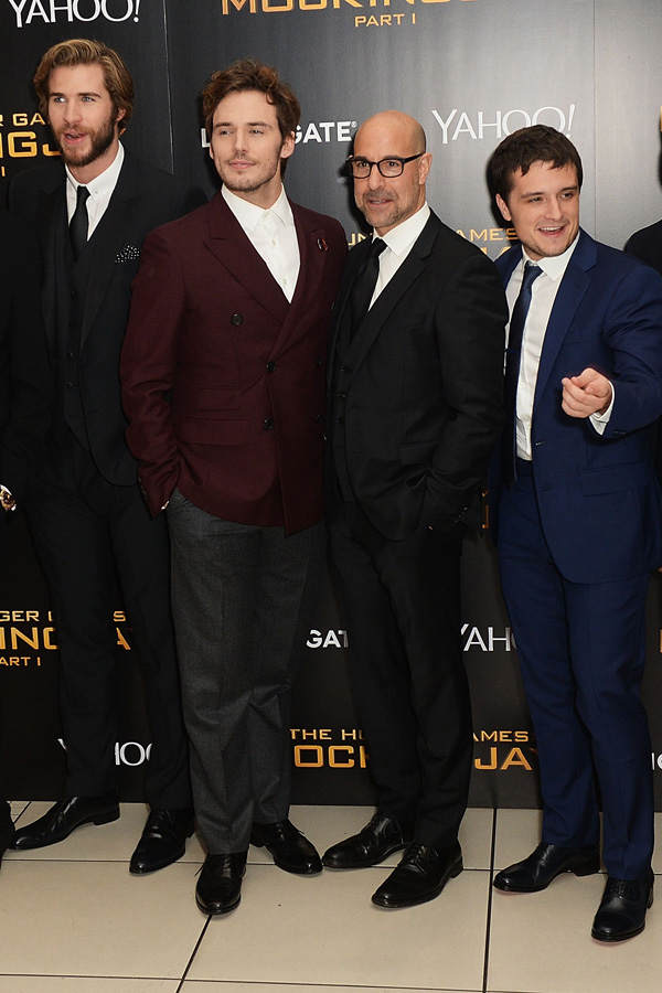 Liam, Sam, Stanley und Josh auf der "Mockingjay"-Premiere