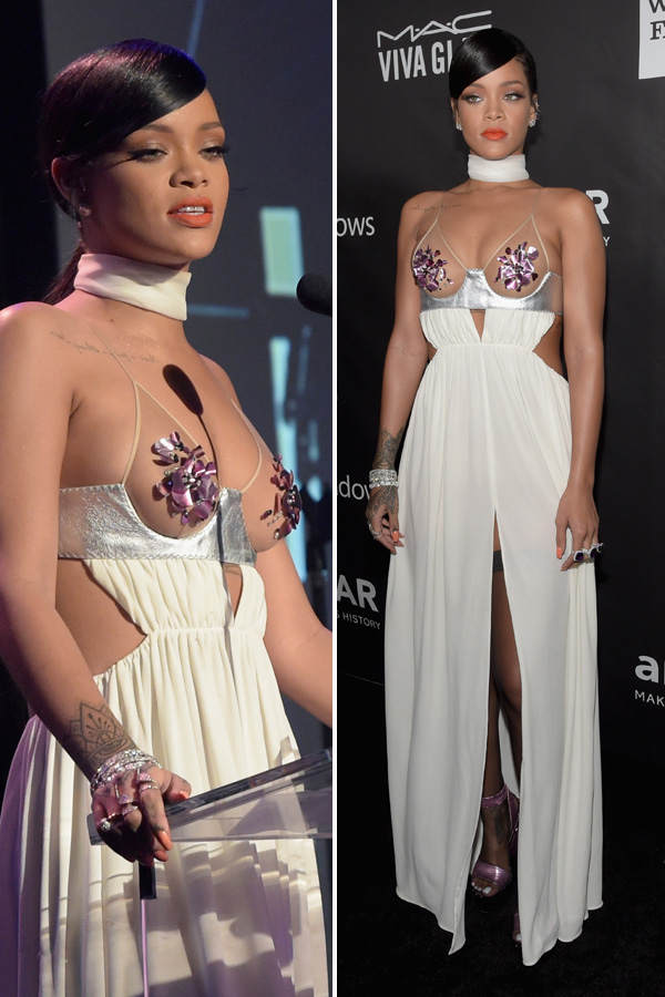 Rihanna zeigt ihre Brüste im Tom Ford Kleid