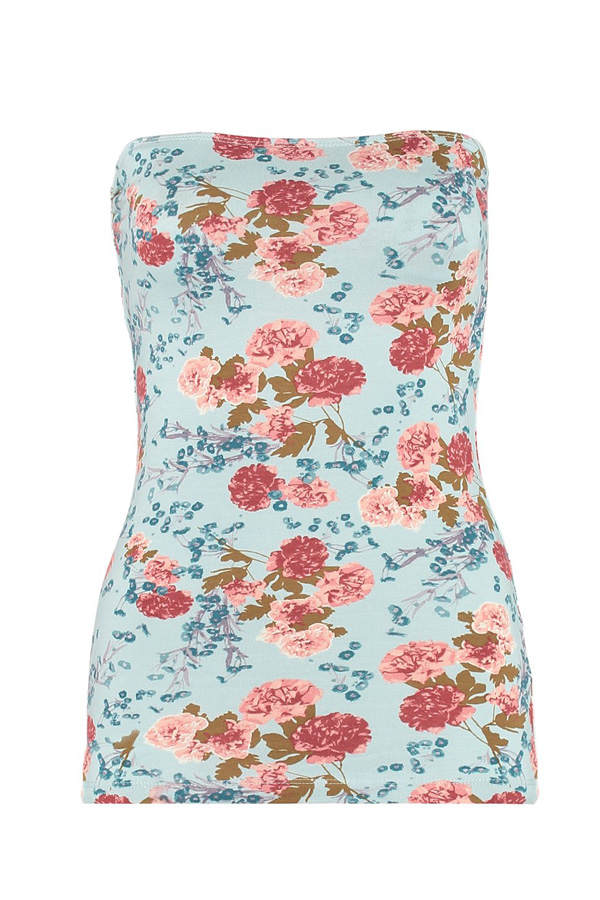 Schulterfreies Top mit Blumen von Only