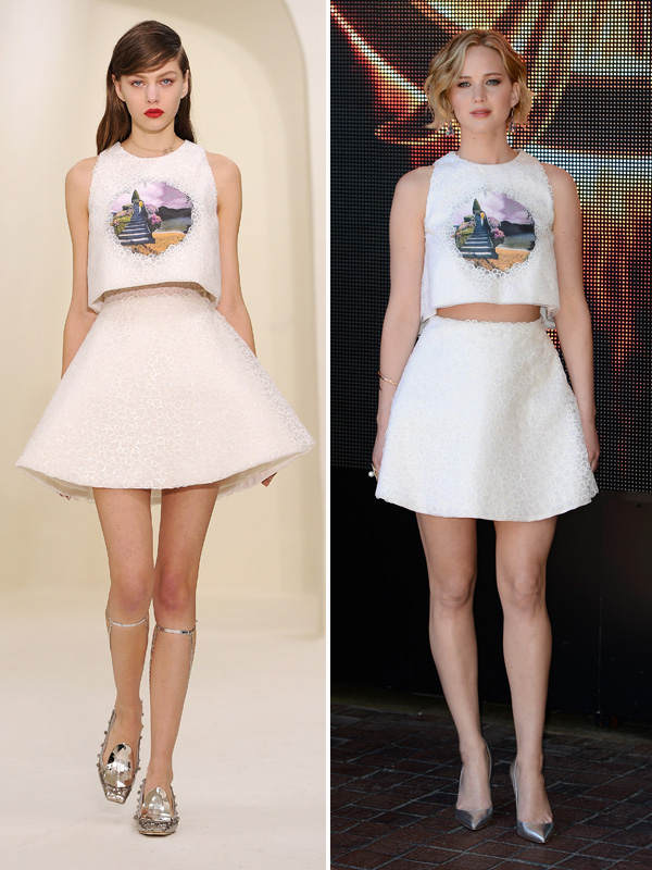 Jennifer Lawrence im weißen Dior Outfit