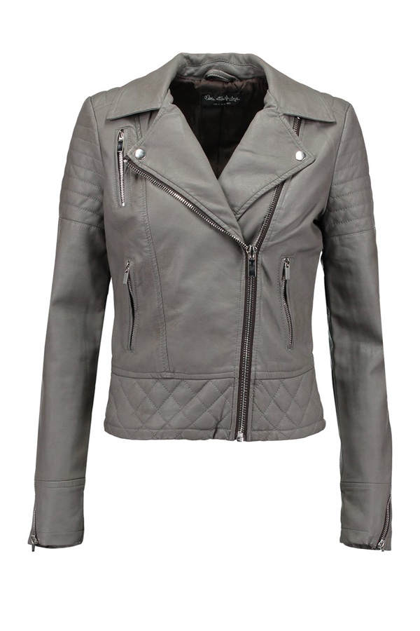 Graue Lederjacke von Miss Selfridge
