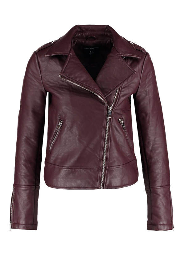 Lederjacke in Aubergine von Dorothy Perkins