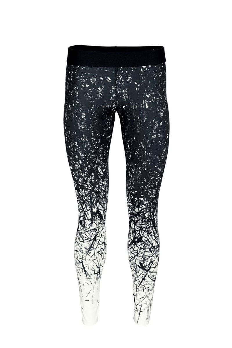 Gesprenkelte schwarz-weiß Sporttights von Reebok