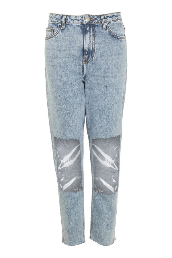 Mom-Jeans mit transparenten Einsätzen von Topshop