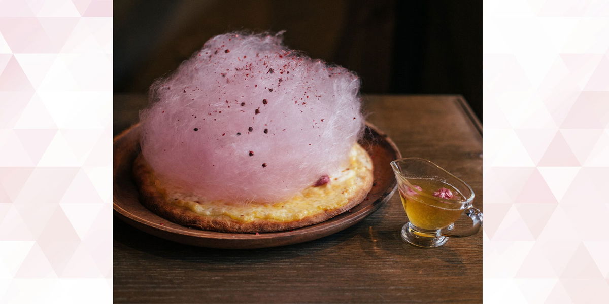 Pizza mit Zuckerwatte