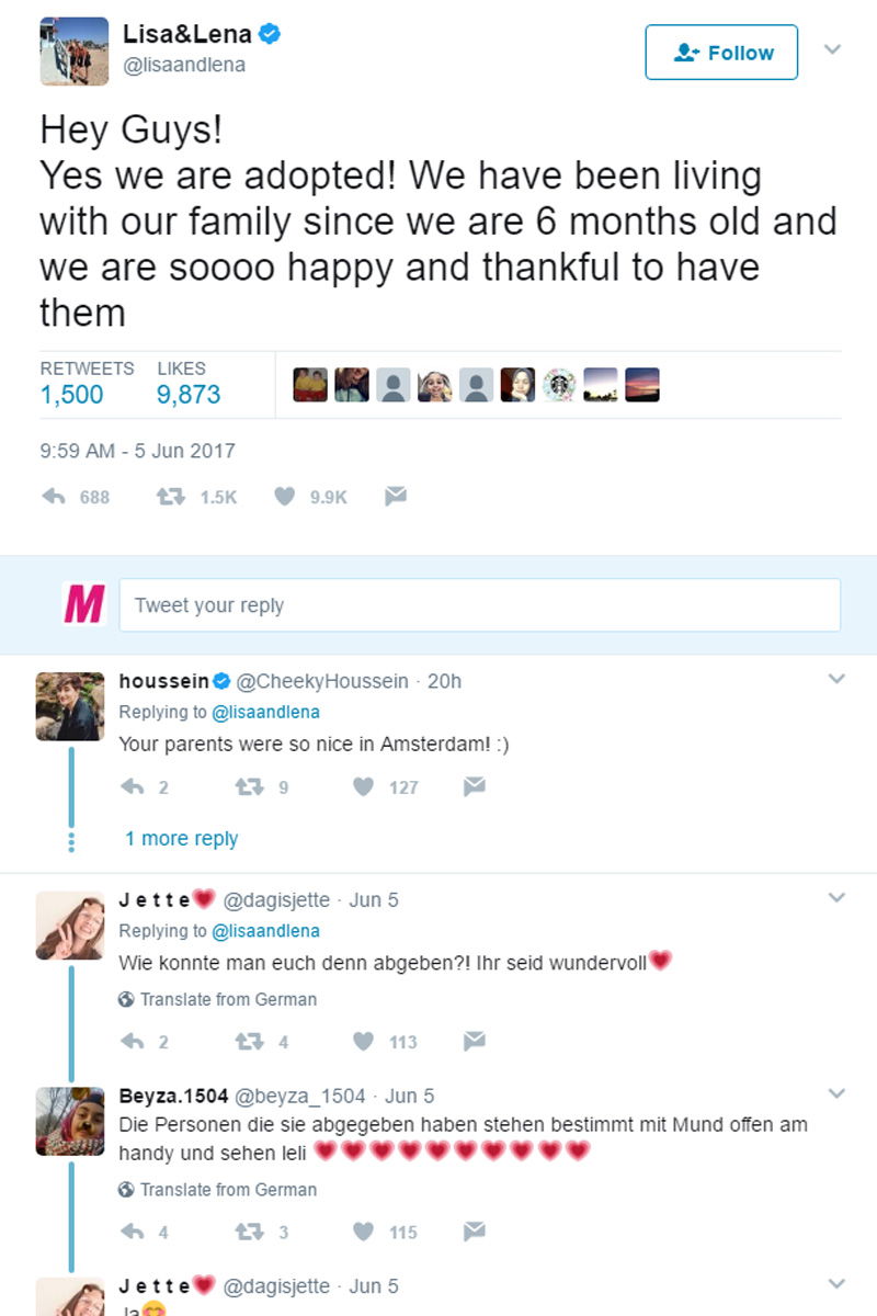 Lisa und Lena sind adoptiert