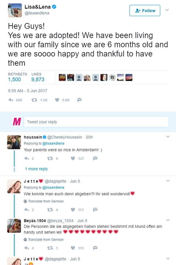 Lisa und Lena sind adoptiert