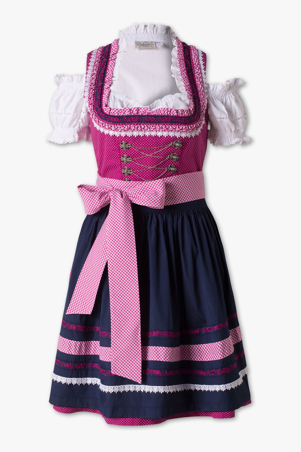 Knalliges Dirndl mit Verzierungen